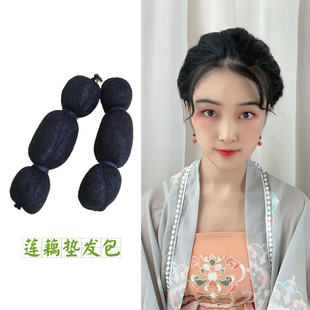 纯发丝莲藕分段垫发包古风汉服造型头发少唐风带抱面蓬松假发包女