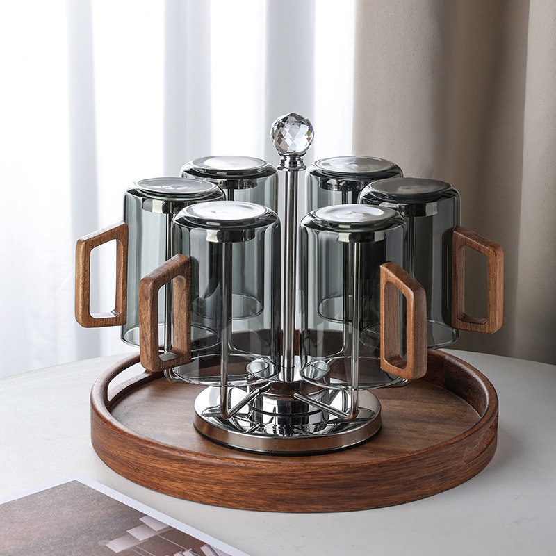 水杯套装家用高档茶杯新款玻璃杯客厅办公室专用绿茶杯子高级轻奢
