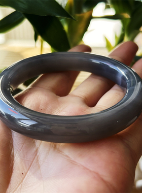 天然和田玉手镯烟紫玉径53.8原物实拍玉石手镯A货正品和田玉镯子