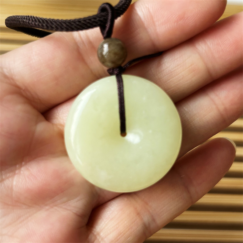 天然黄白老玉平安扣吊坠一物一图正品A货岫岩老黄玉厚平安扣挂件