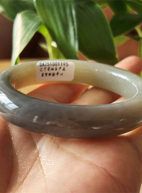 天然和田玉手镯烟紫翠青手镯52.7原物实拍玉石手镯正品和田玉镯子