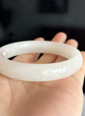天然和田玉手镯白玉镯内径57一物一图玉石手镯A货正品和田玉镯子