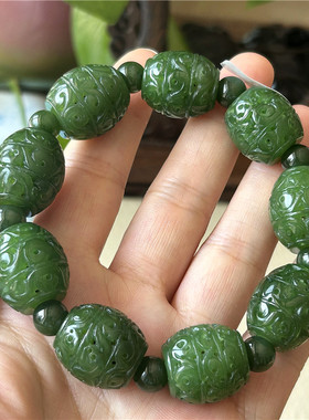天然碧玉手链路路通手链男女一物一图和田玉手串A货正品碧玉手链