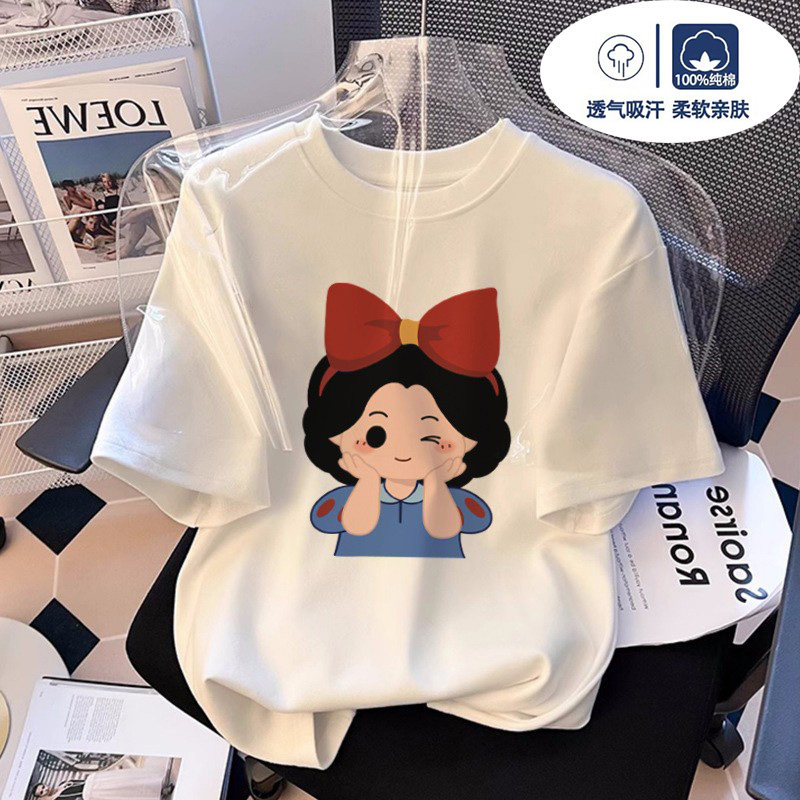 白雪公主衣服夏季女童短袖t恤2025新款儿童纯棉半袖小女孩体恤衫