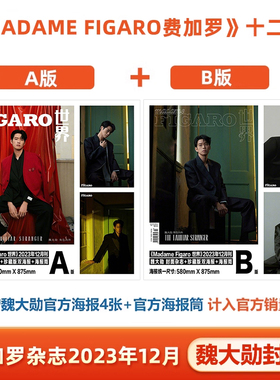 费加罗 12月  魏大勋A/B封面+赠官方海报2张+海报筒 计入销量 Madame Figaro费加罗/WSJ./男人风尚杂志2023年9/10/12月 魏大勋