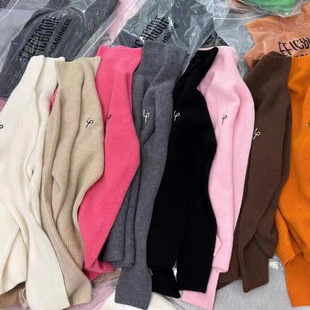 百分百纯山羊绒高领堆堆领自由领纯色百搭软糯针织衫打底衫加厚