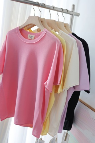 DLMF匠心超细精纺圆领醋酸棉T宽松休闲百搭短袖上衣