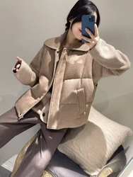 高端星家100纯山羊绒翻领梭织羊绒95皖西白鹅绒无袖背心马甲