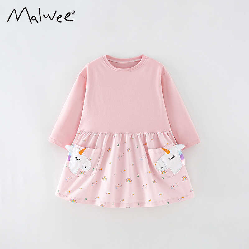malwee女童长袖连衣裙可爱洋气