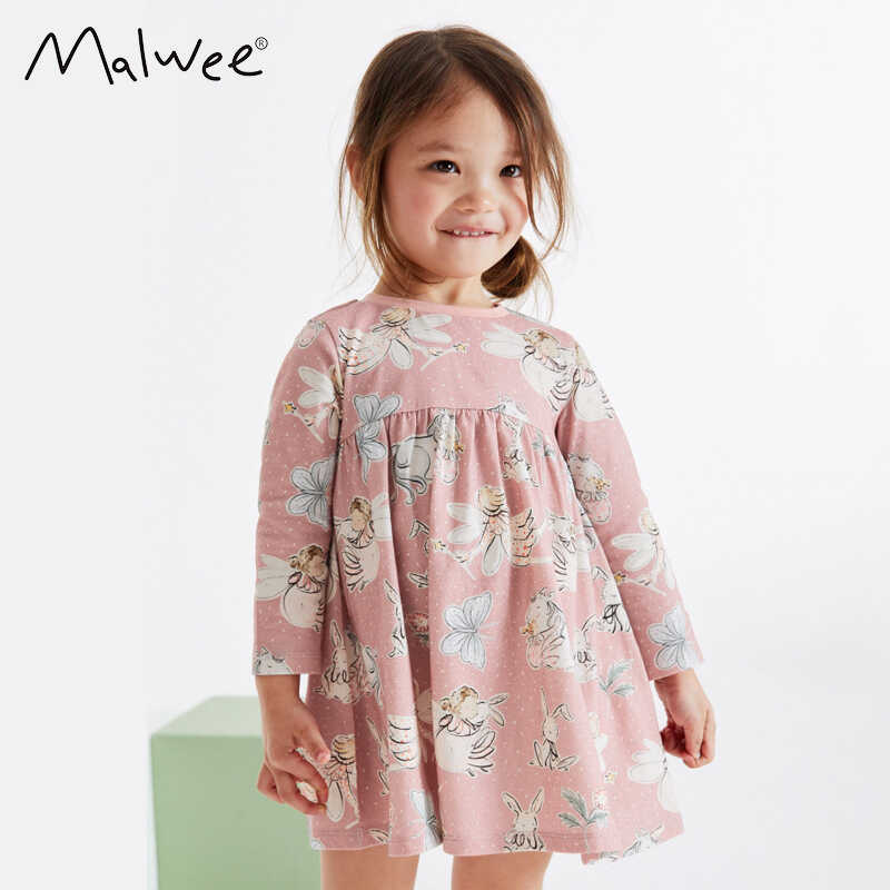 女童裙子春秋新款长袖连衣裙欧美外贸童装儿童洋气印花纯棉公主裙