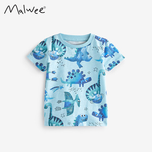 欧美中小童休闲印花圆领短袖 malwee男童T恤衫 新款 儿童装 夏装 上衣