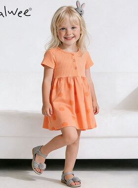 malwee儿童连衣裙2026夏装新款可爱小女孩圆领短袖女童装公主裙子