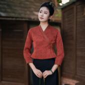 中式 民族服饰修身 茶服网红打卡 纳旅游傣装 云南西双版