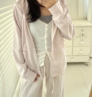 BottleBunny*早秋正肩款定染花朵浅浅粉外套