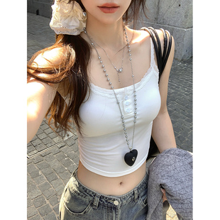 Adan蕾丝bm风吊带秋季 显瘦百搭休闲甜美带胸垫内搭背心女 韩系修身