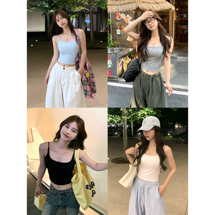 显瘦胸垫一体式 修身 百搭简约通勤背心 人手n件平口吊带夏季 Adan