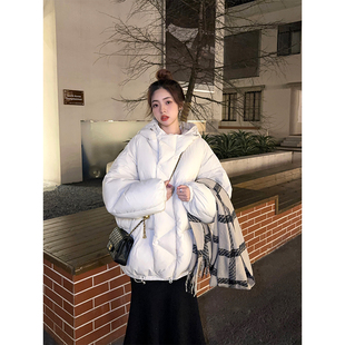 Adan 胖嘟嘟鹅绒羽绒服冬季韩版纯色宽松加厚保暖连帽面包外套女