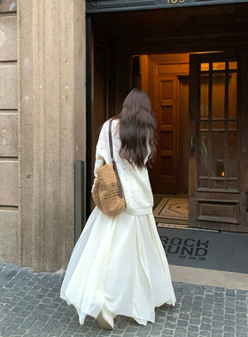 Adan温柔不规则雪纺半身裙秋季温柔韩系气质显瘦百搭飘逸A字裙女