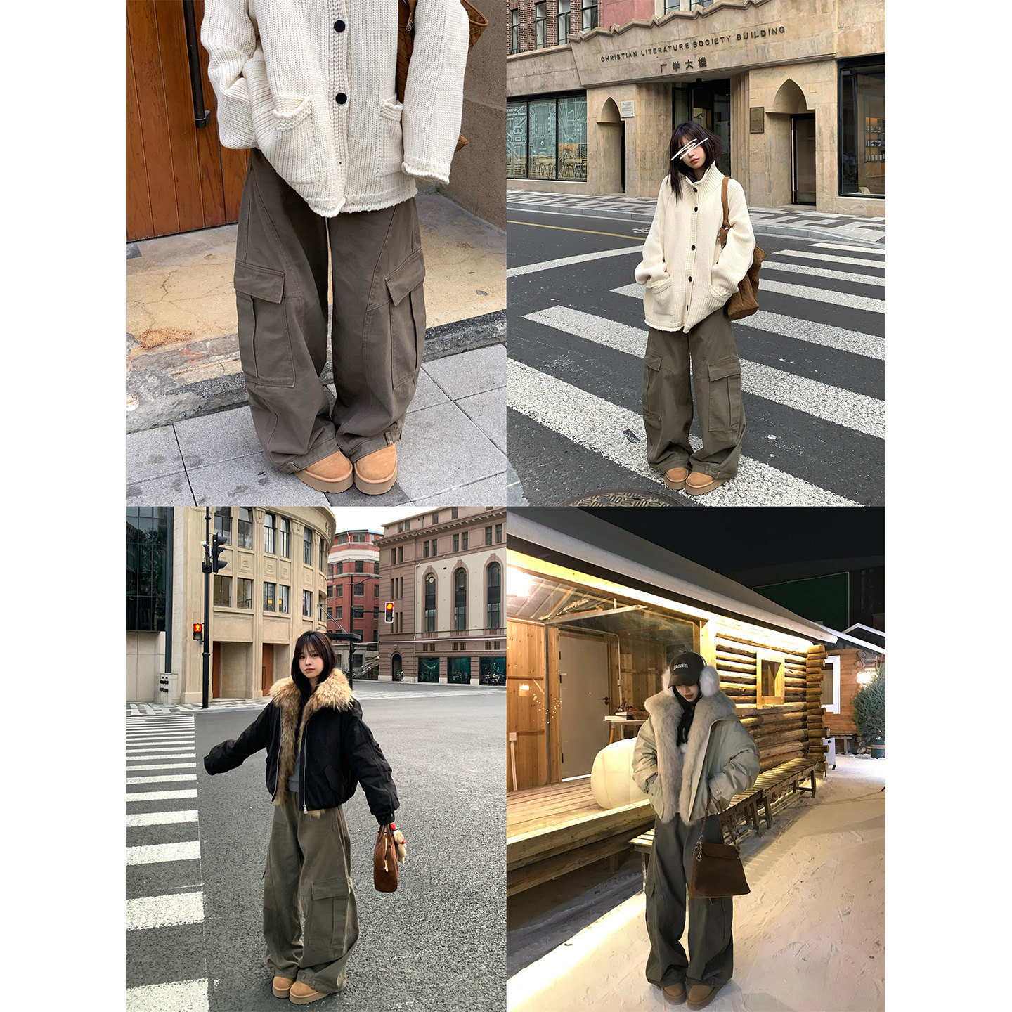 Adan 重工设计工装裤秋冬复古韩系休闲宽松显瘦百搭高腰阔腿裤女