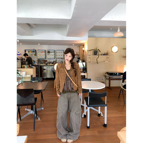 DDang 复古重工工装裤秋季韩系宽松休闲百搭显瘦设计感弯刀裤女