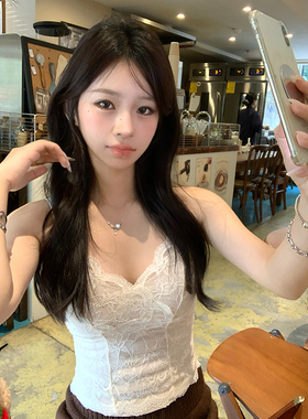 Adan 蕾丝吊带内搭秋冬韩系纯欲性感修身显瘦百搭磨毛叠穿背心女