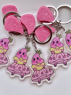 原创公主请发财高颜值可爱红桃粿挂件送闺蜜朋友小礼物包包钥匙扣