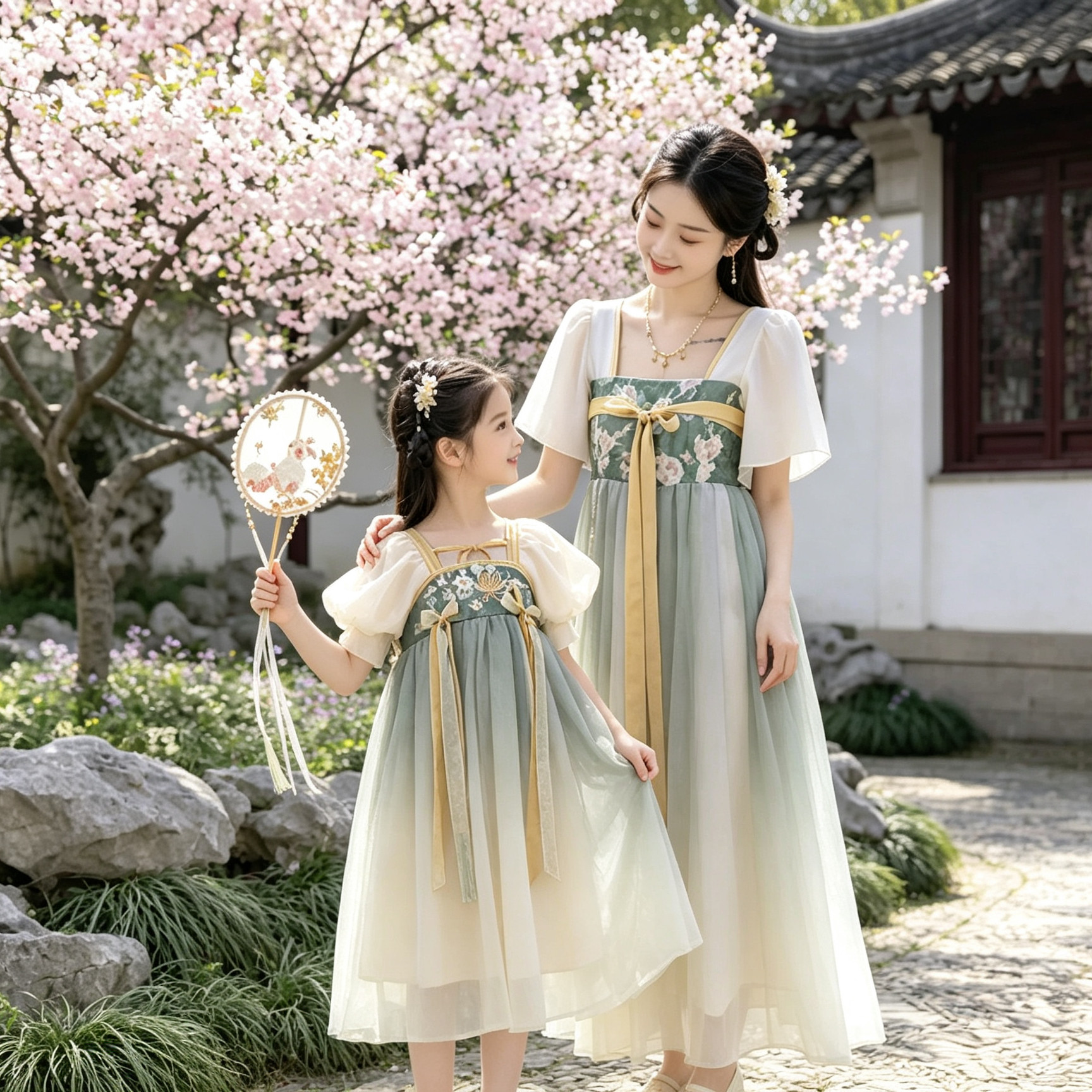 新款亲子装母女装女童春夏秋季中汉服
