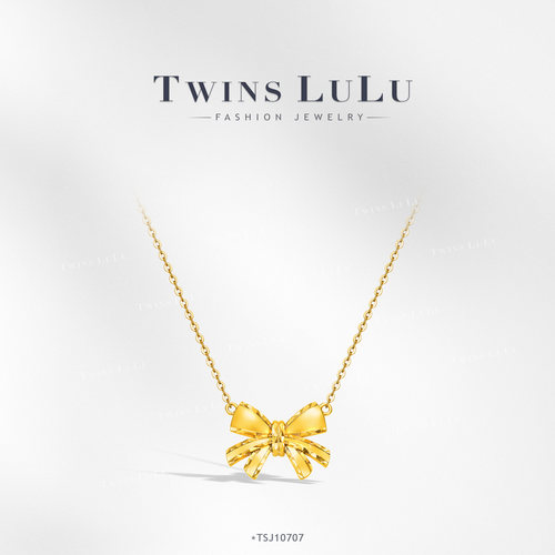 TWINS LULU轻奢风蝴蝶结金色项链TSJ10707
