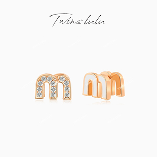 TWINS 高级轻奢风独特M字母耳环TSL917 LULU百搭经典