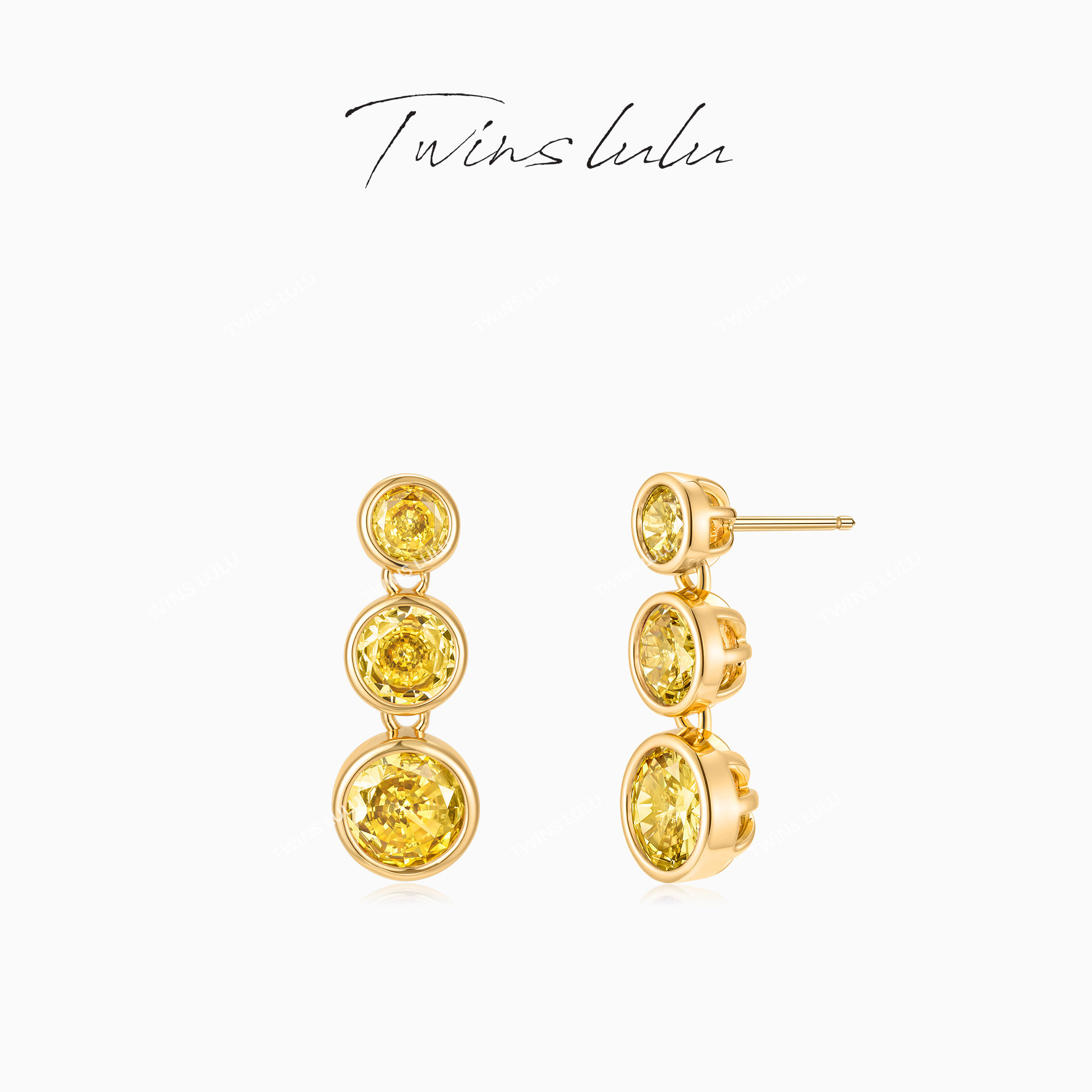 TWINS LULU【水滴】精致时尚百搭黄色耳环TSL11598