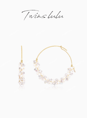 TWINS LULU个性时尚白色扭纹珠珠耳环TSL3005女神节礼物