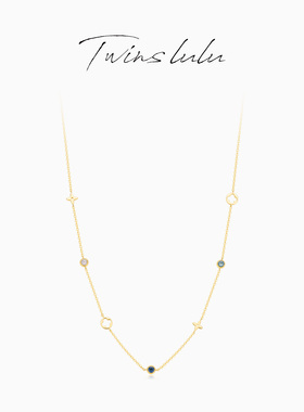 TWINSLULU时尚蓝色四叶项链