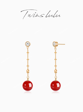 TWINS LULU简约轻奢红色耳环TSL10464女神节礼物