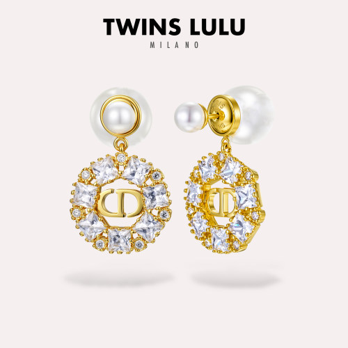 TWINSLULU时尚珠珠花朵CD耳环