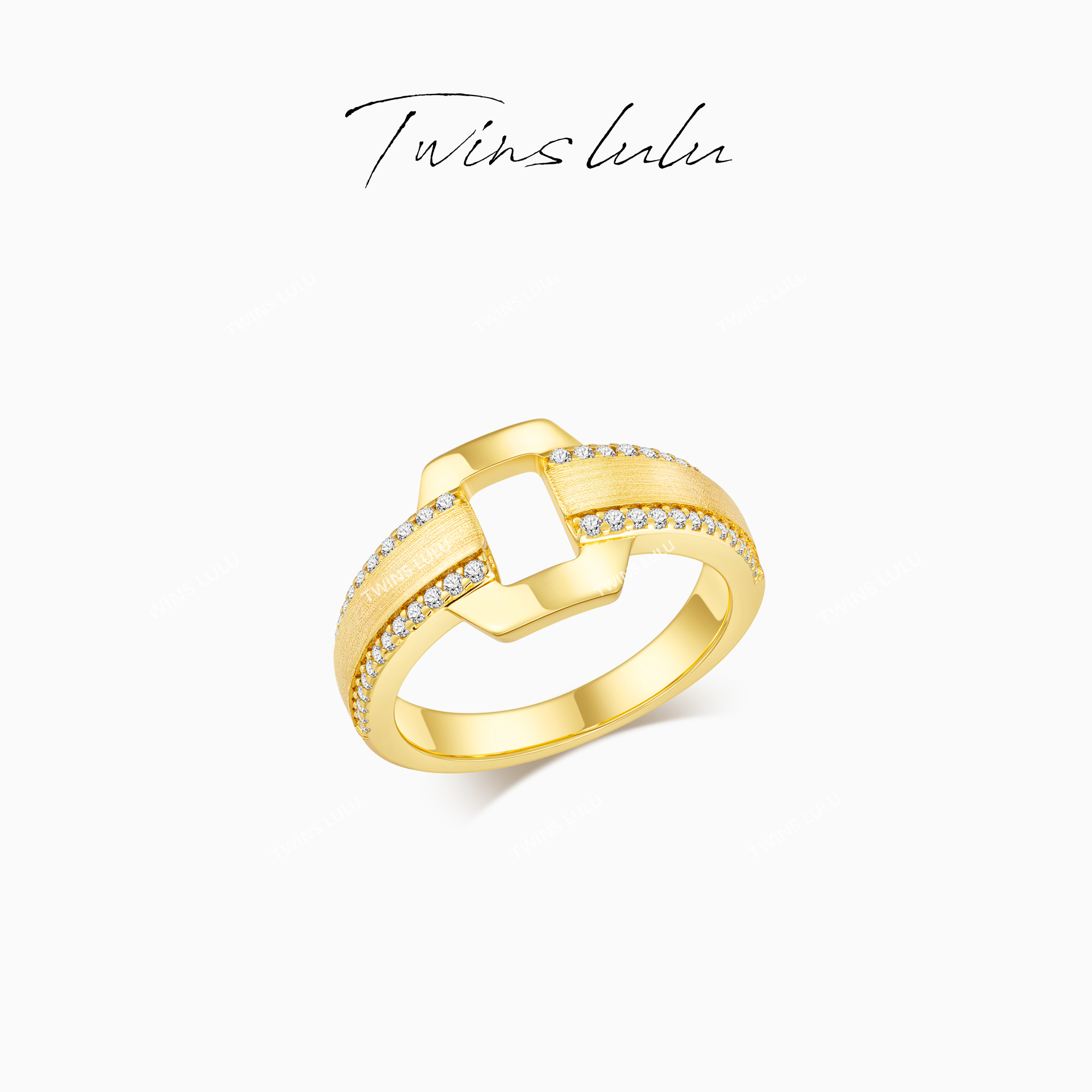 TWINS LULU轻奢小众高级感新款几何拉丝戒指TSS7883