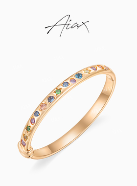 TWINS LULU高定时尚百搭轻奢风圆形彩色钻钻手镯TSS6900