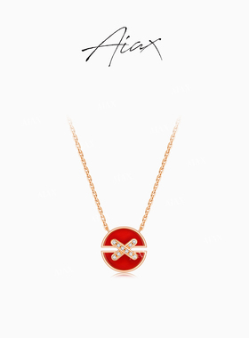 TWINS LULU百搭时尚简约高级感高定红色纽扣项链TSJ10066