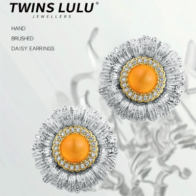 TWINS LULU简约个性时尚纯手工拉丝小雏菊耳环出游搭配TSL1295