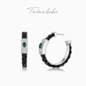 TWINS LULU简约风高级感椭圆形绿色耳环TSL10400情人节礼物
