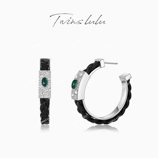 TWINS LULU简约风高级感椭圆形绿色耳环TSL10400情人节礼物