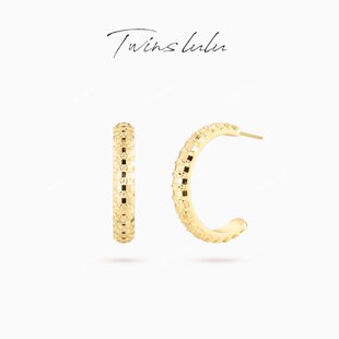 TWINS LULUC型几何夸张大气耳环菱格大圈耳环TSL3083