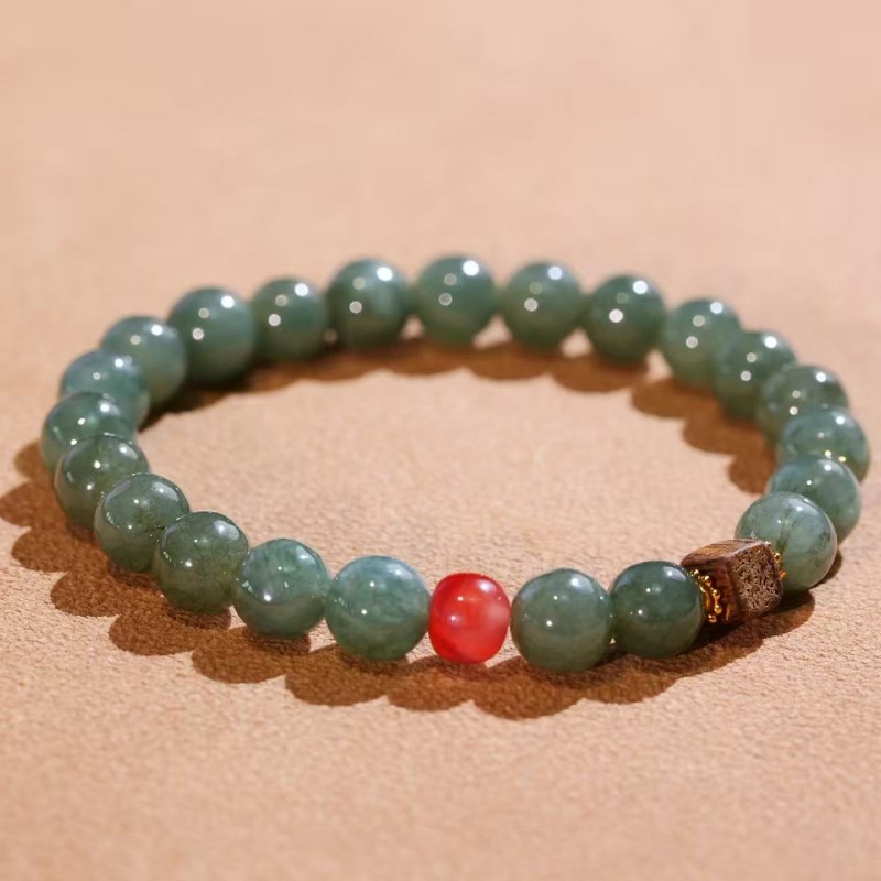 花桐里 翡翠方块沉香手串南红S925银手串