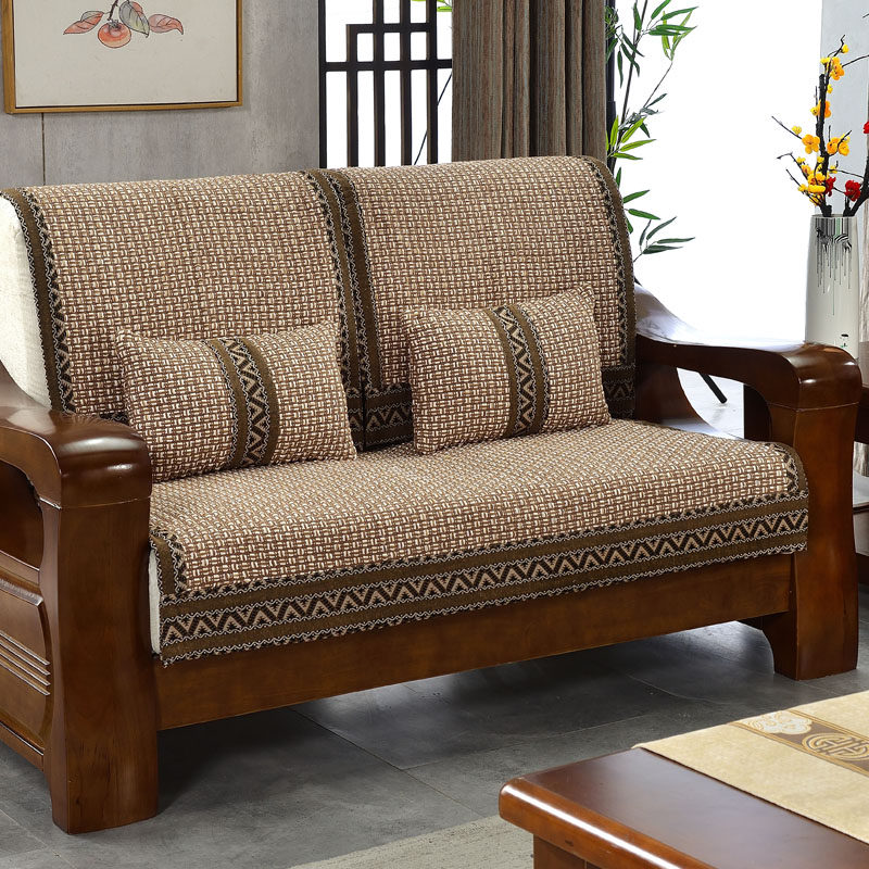 中式实木沙发垫布艺防滑坐垫客厅四季通用座垫盖布冬季轻奢高级感