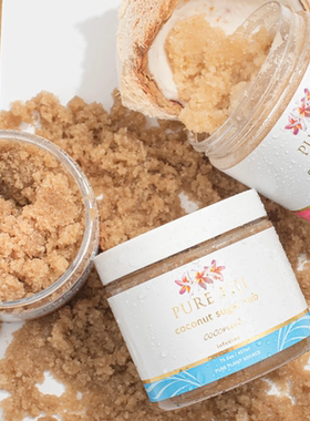 现货purefiji斐济原装去角质润白磨砂膏sugar rub白姜花诺丽457ml