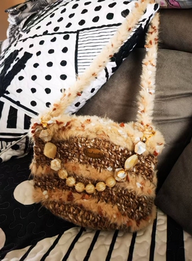 纯手工孤品亚克力链条编织包女式单肩手提包