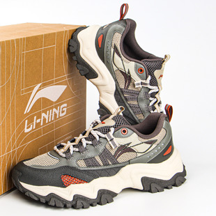 李宁山行运动休闲鞋2025新款男子耐磨百搭反光经典老爹鞋AGCV375