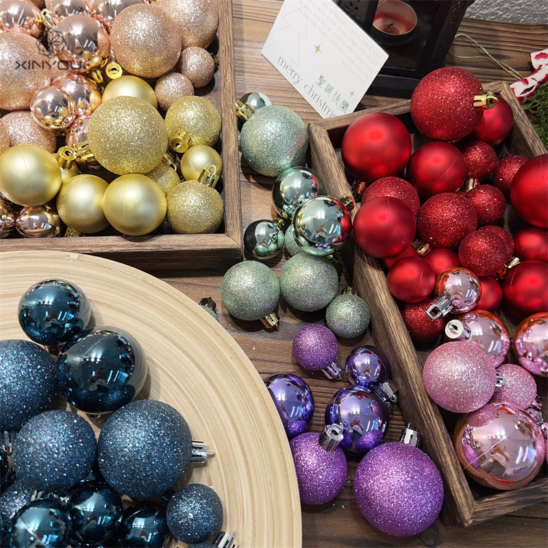 心悠圣诞树装扮布置亮面磨砂彩球