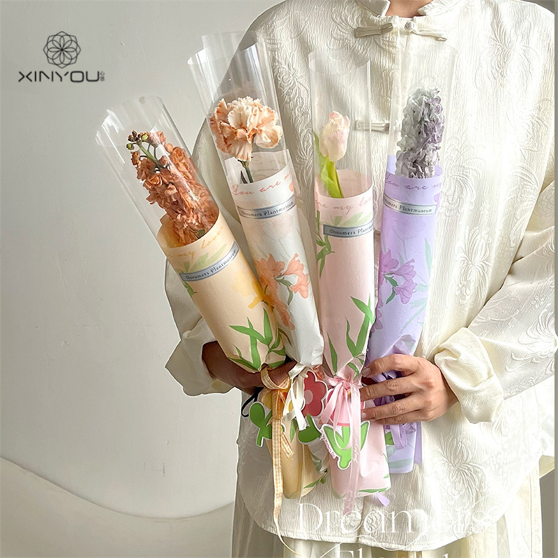 【心悠】女神节心愿单支袋单只郁金香袋diy多支鲜花花束opp包装纸