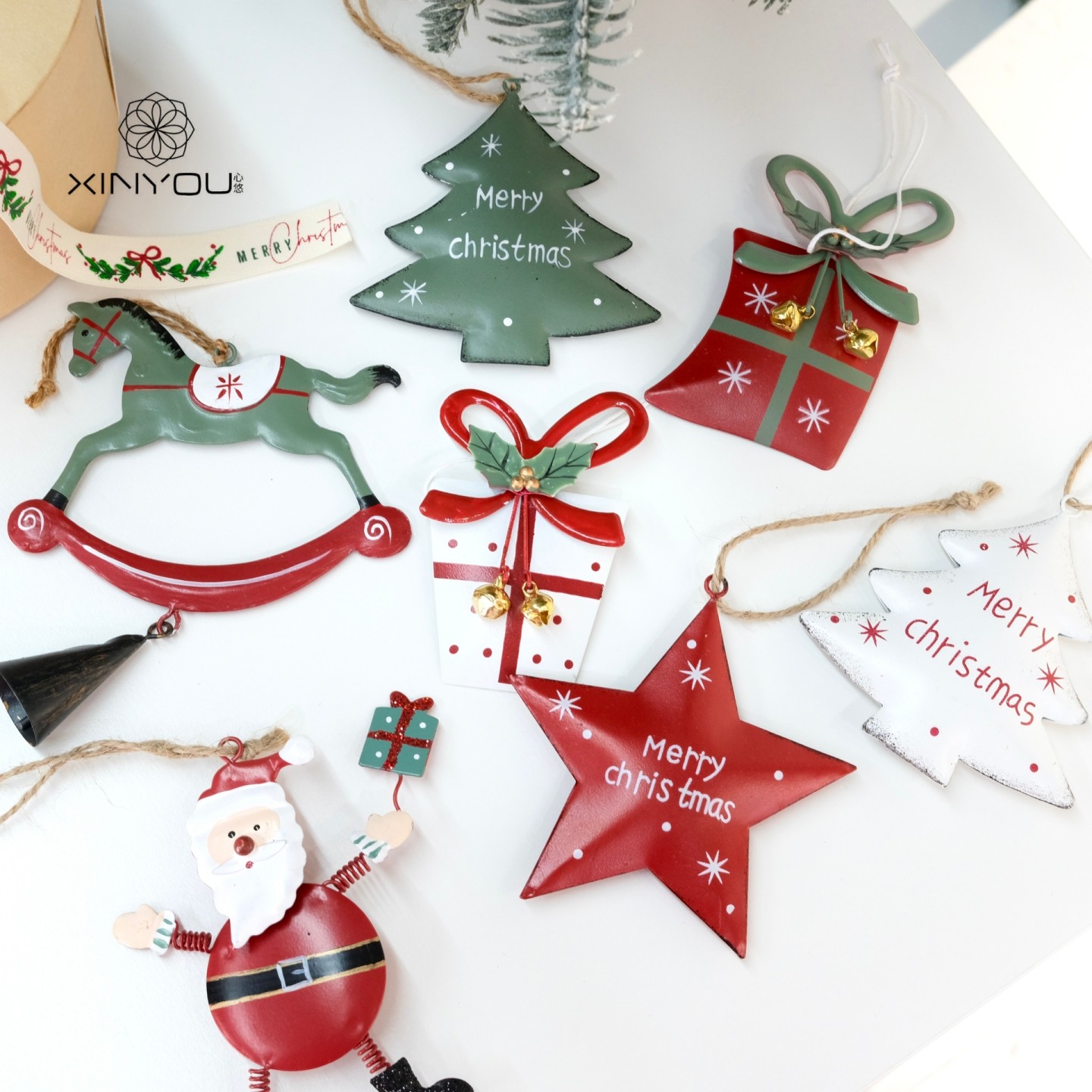 心悠圣诞节铁艺北欧彩色装饰挂件