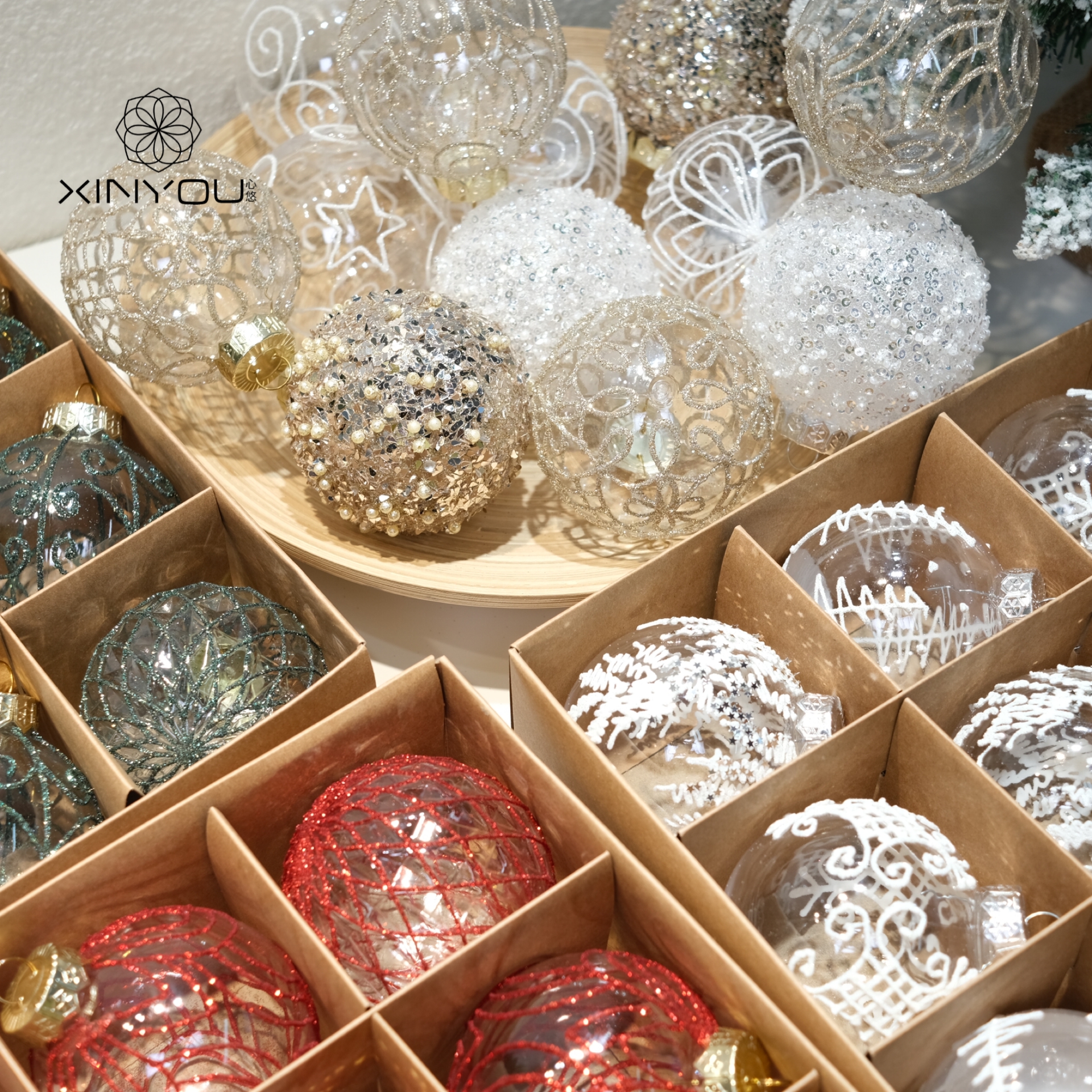 心悠圣诞节透明装饰球圣诞树挂件